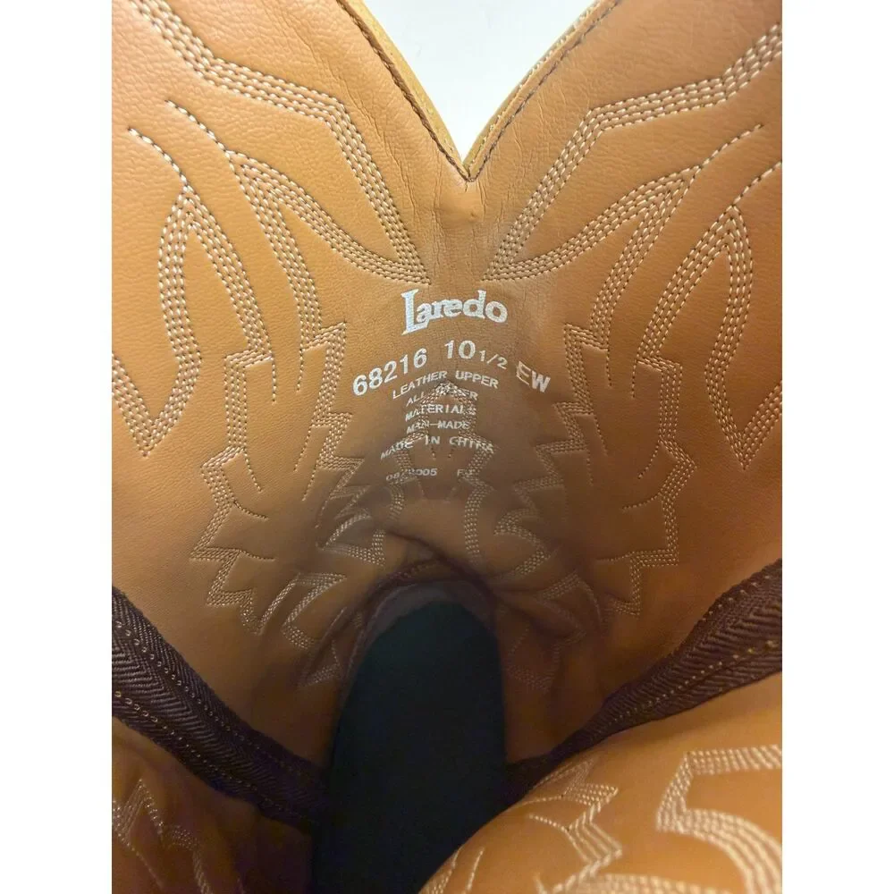 Vintage Laredo Cowboy Boot Mens 10.5 Extra Wide Drew 68216 Tan Suede Western EW
